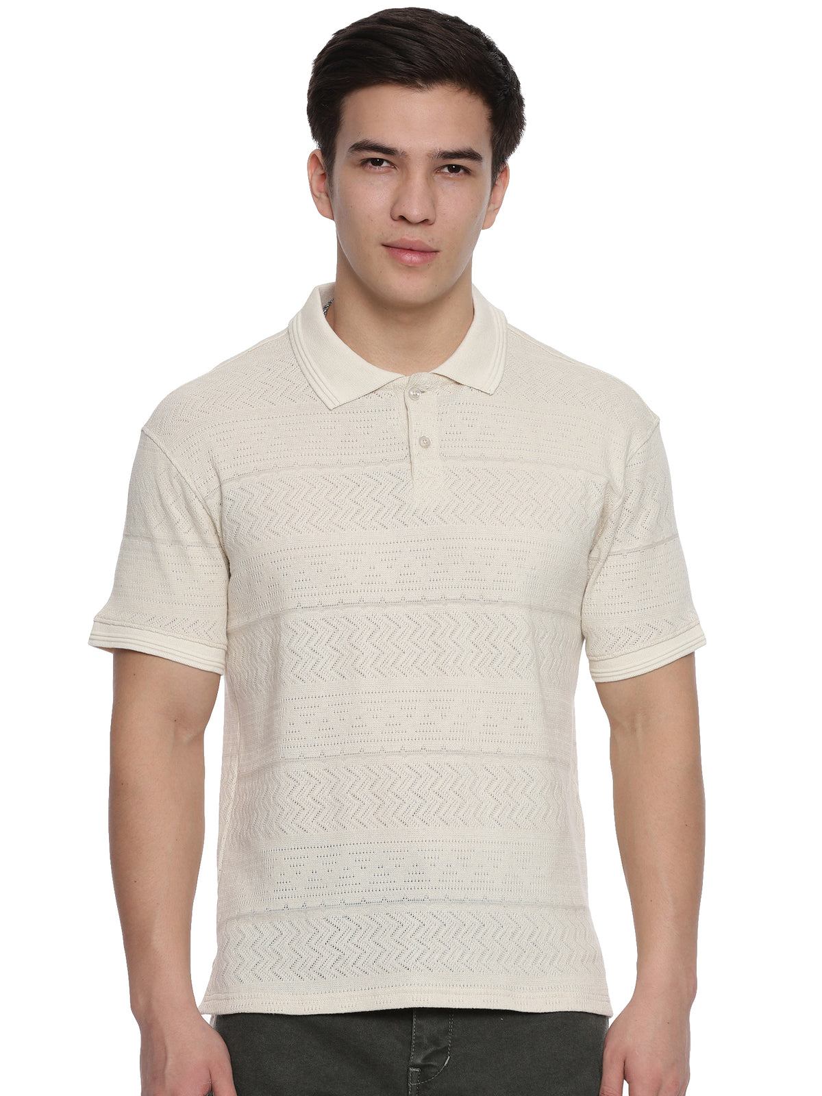 Printed Off White Polo