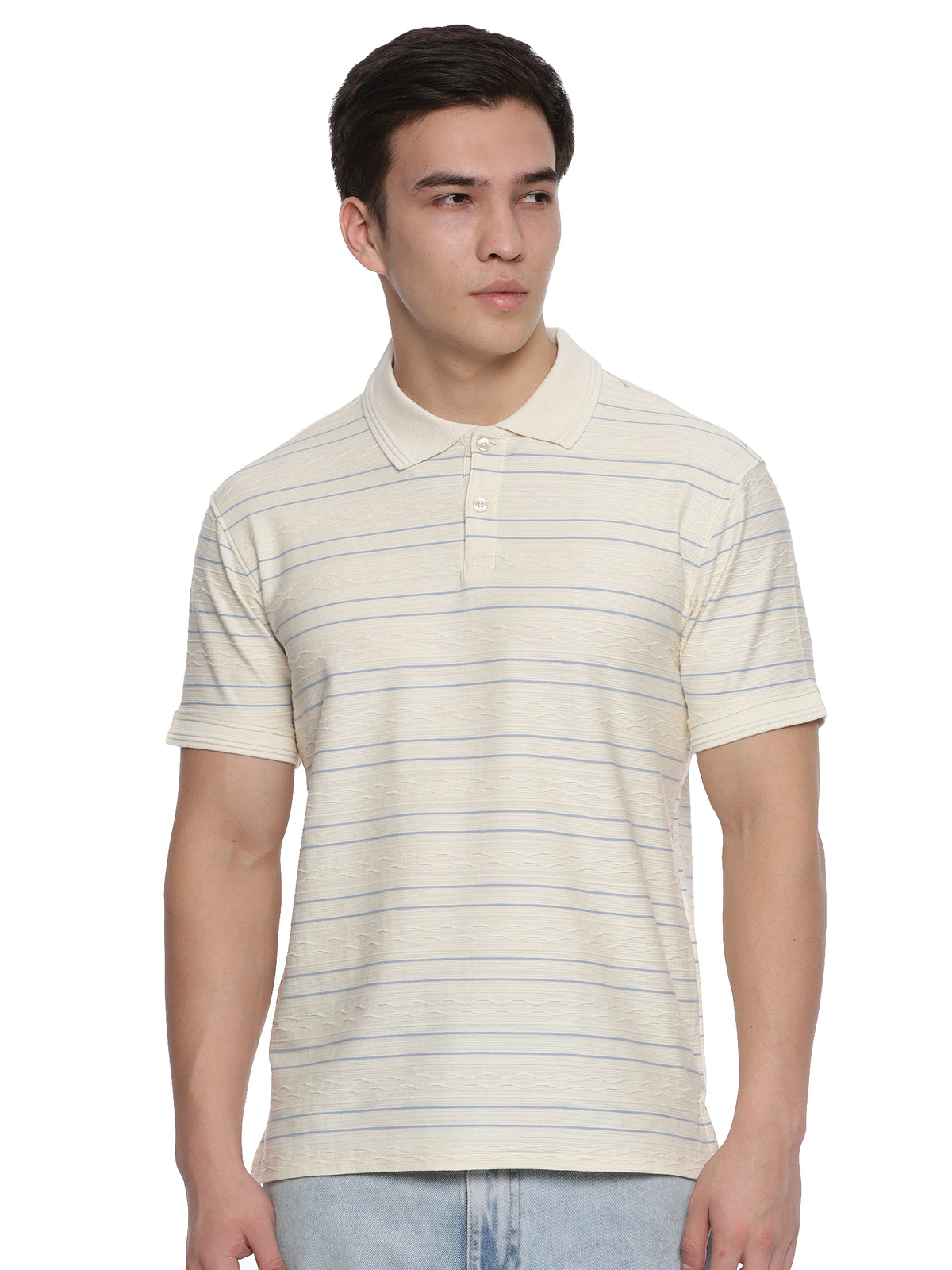 White Stripped Polo
