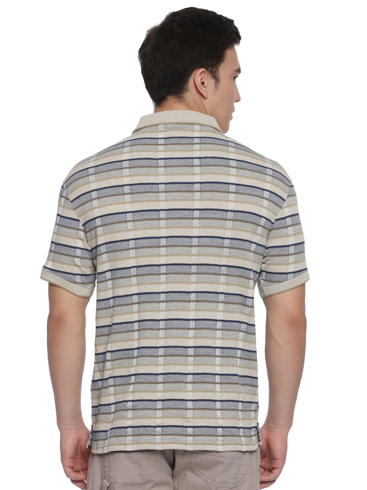 Stripped Polo Off. White