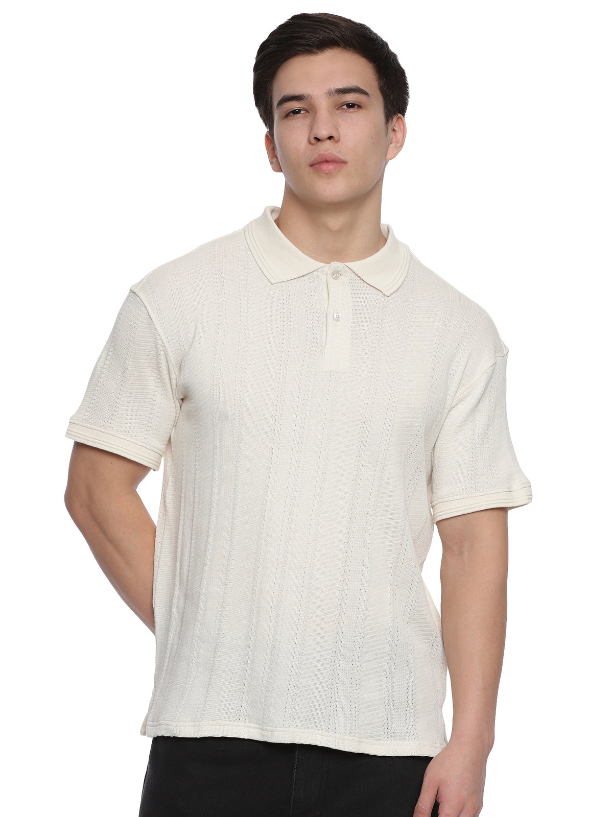 Printed Off White Polo