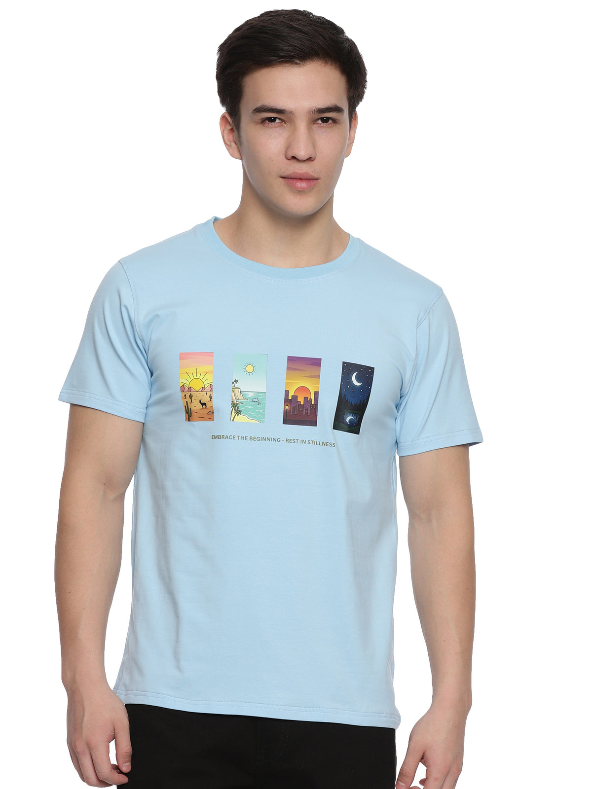 Sky Blue Printed T-Shirt