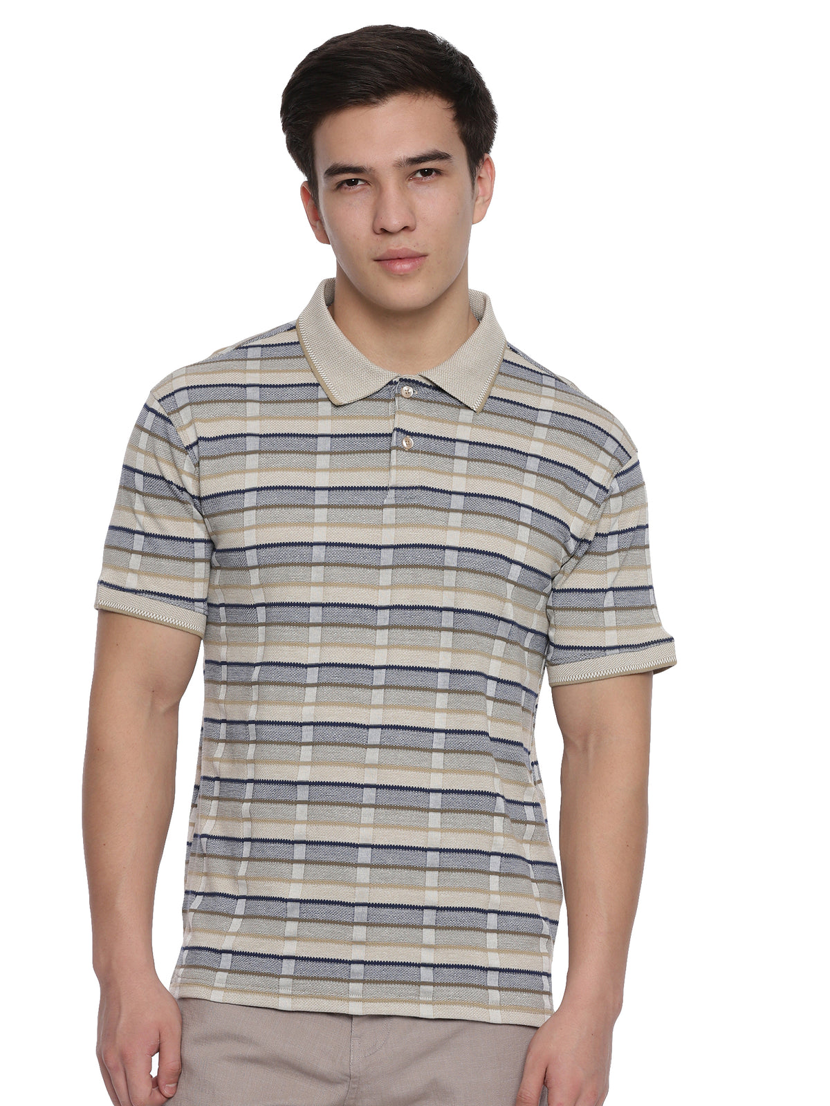 Stripped Polo Off. White