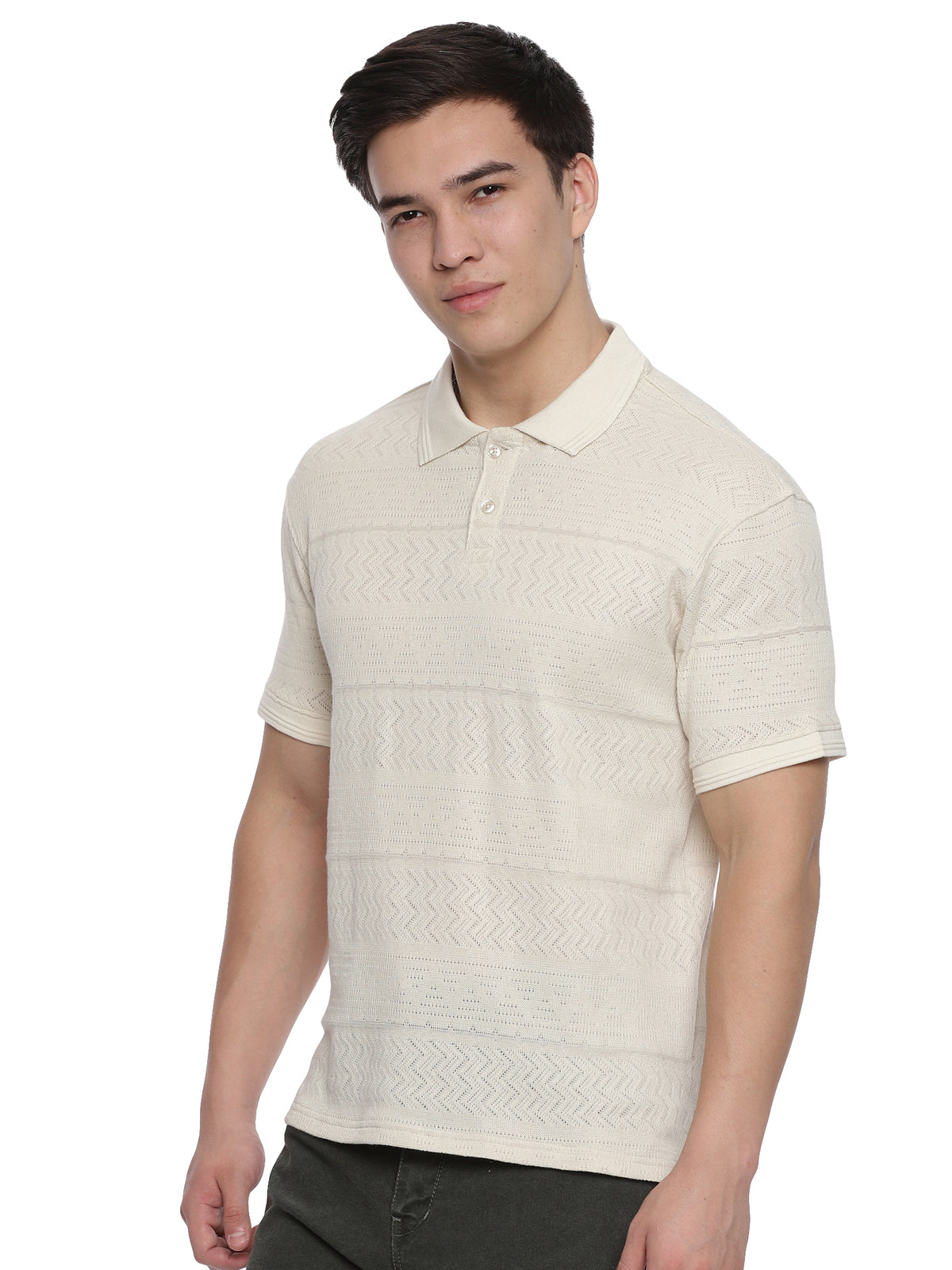 Printed Off White Polo