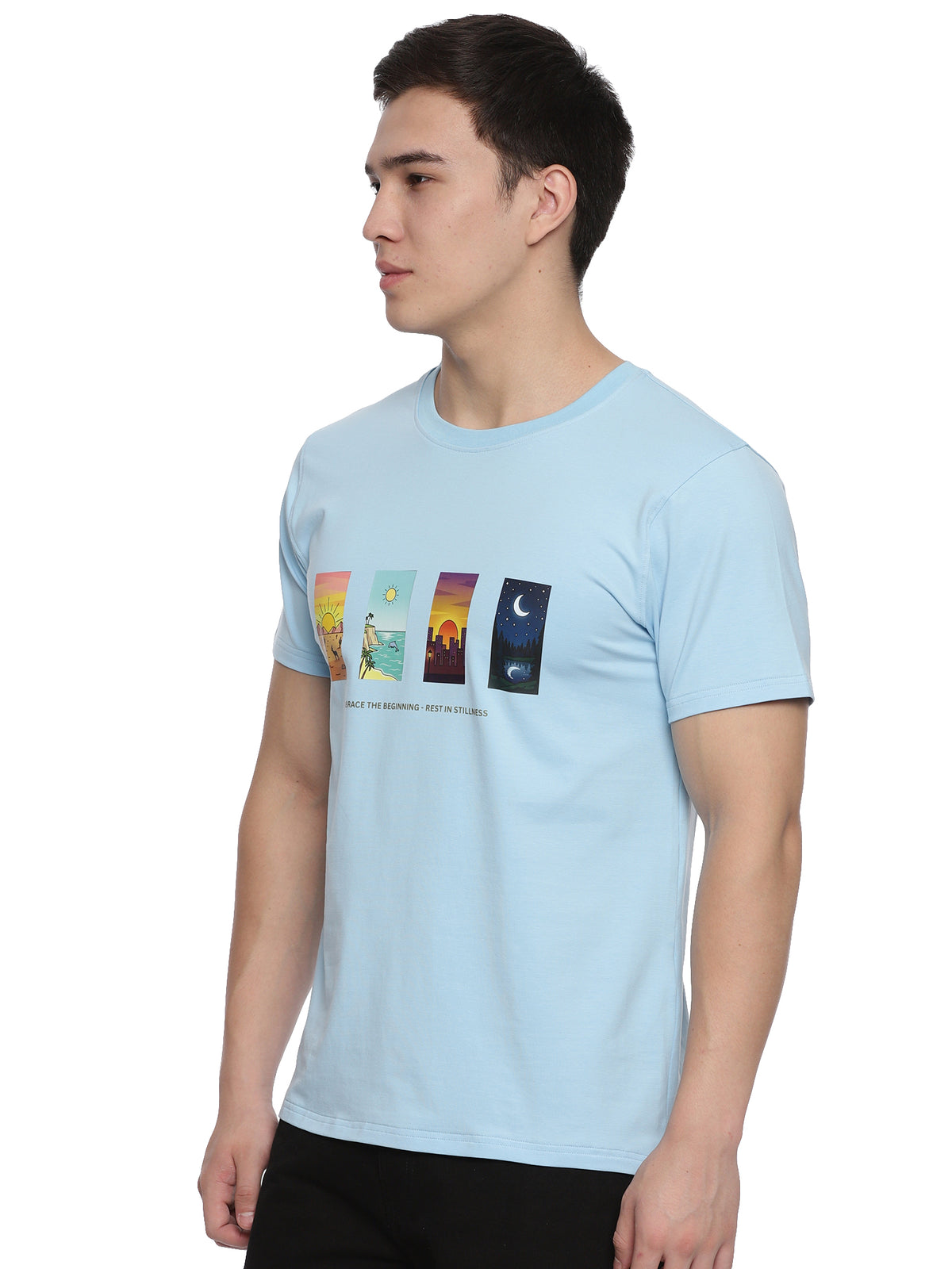 Sky Blue Printed T-Shirt