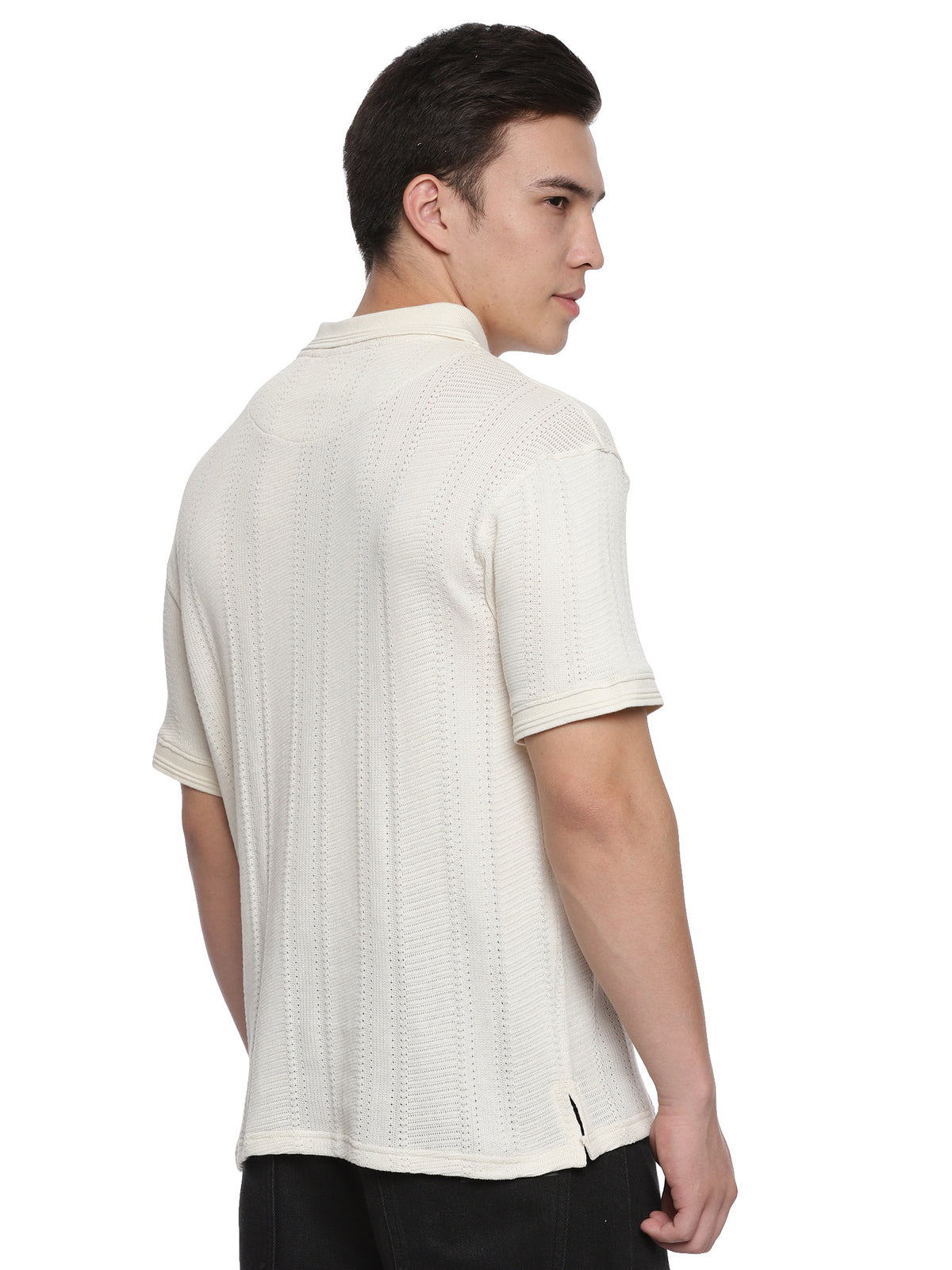 Printed Off White Polo