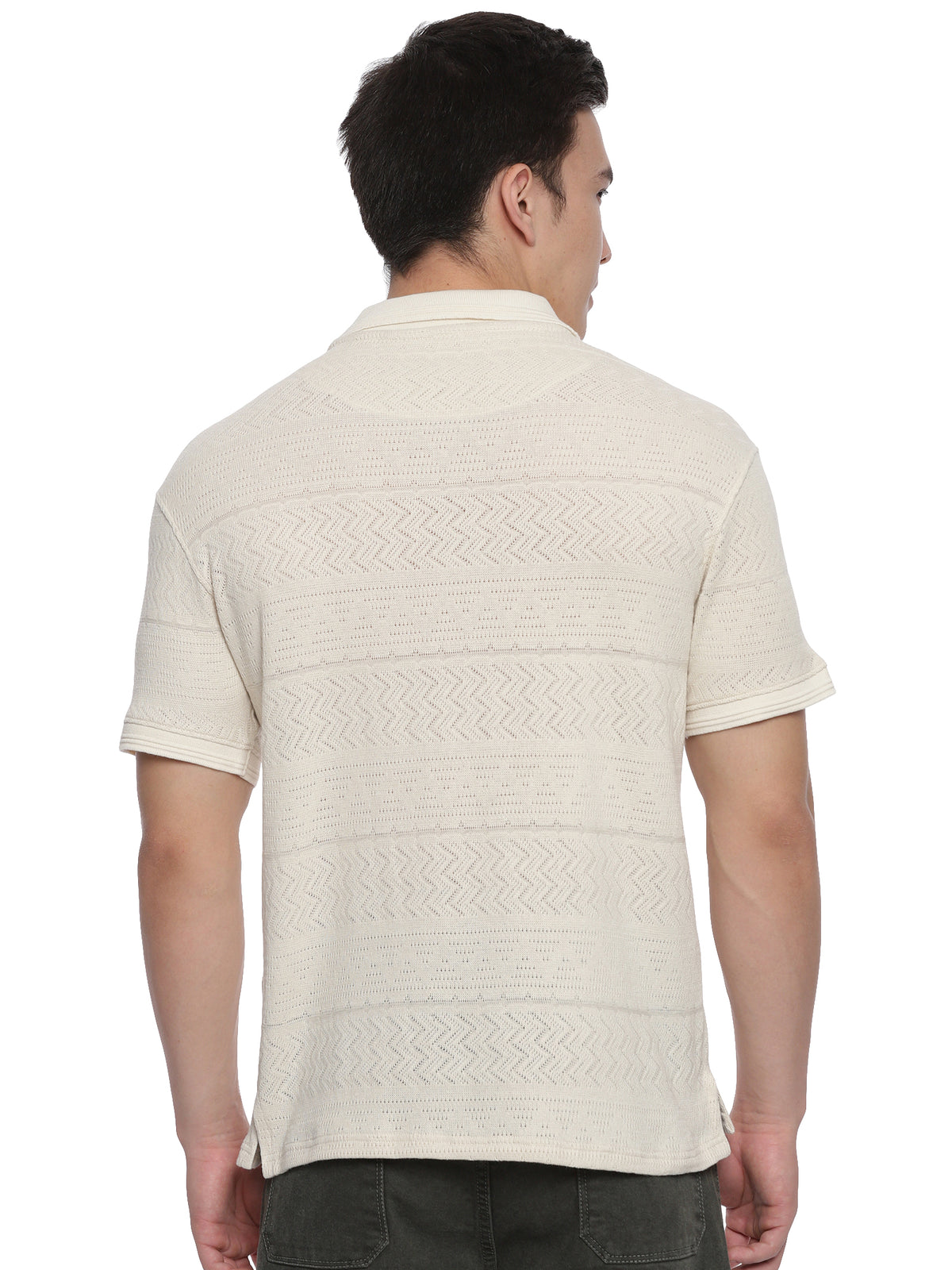 Printed Off White Polo