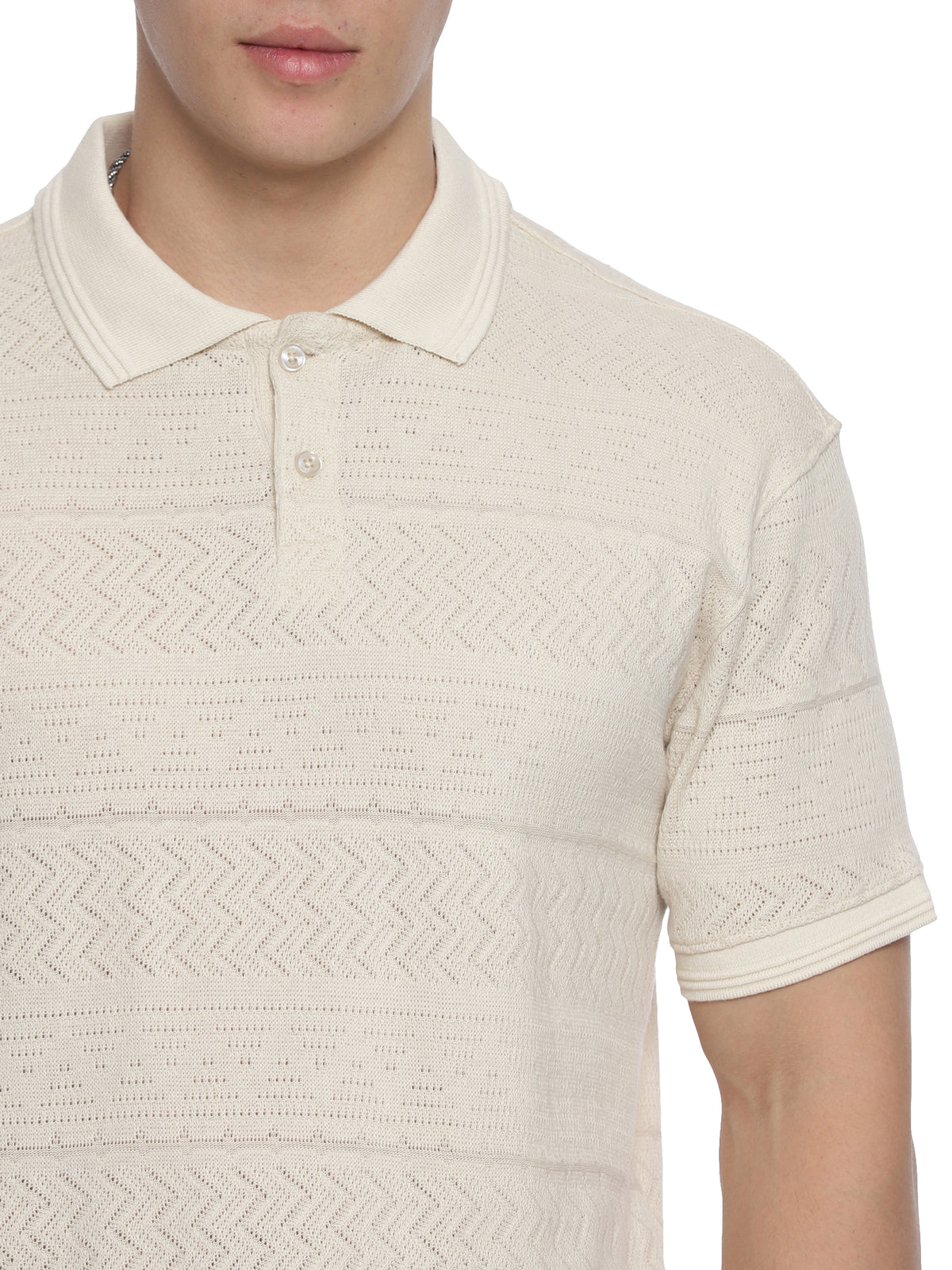 Printed Off White Polo