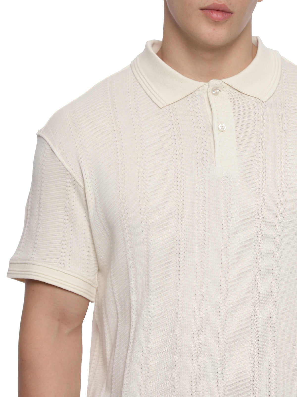 Printed Off White Polo