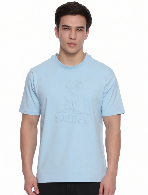 Sky Blue Embossed T-Shirt